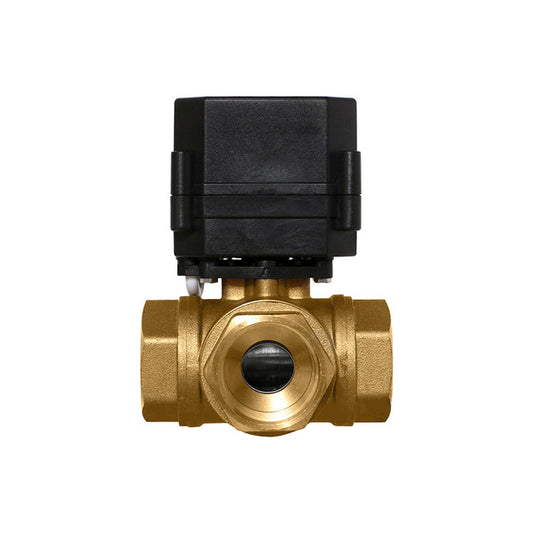 1" Brass 3 Way Electric Ball Valve - 3 Wire
