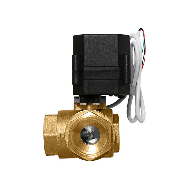 1" Brass 3 Way Electric Ball Valve - 3 Wire