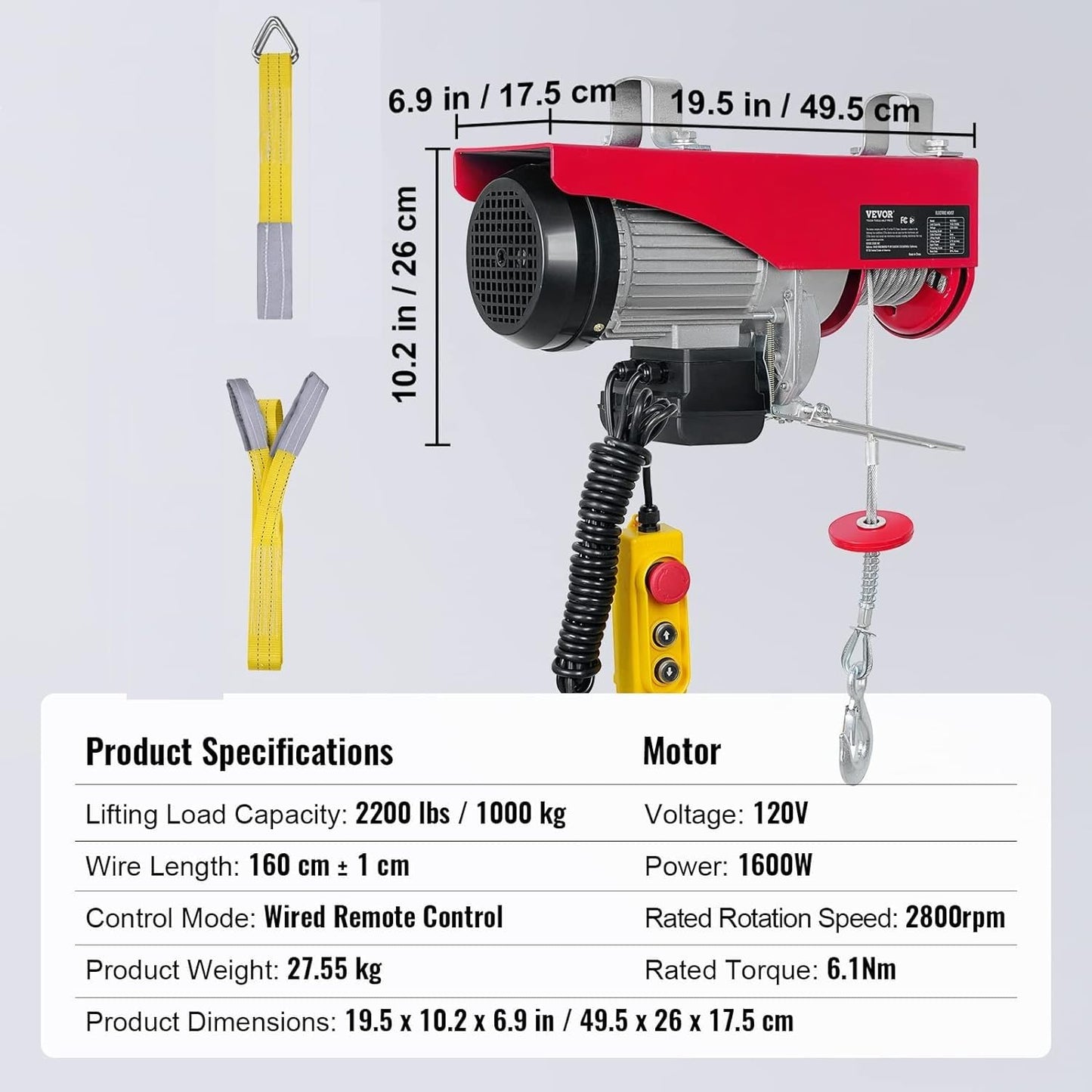 Happybuy 2200 LBS Lift Electric Hoist, 110V Electric Hoist,